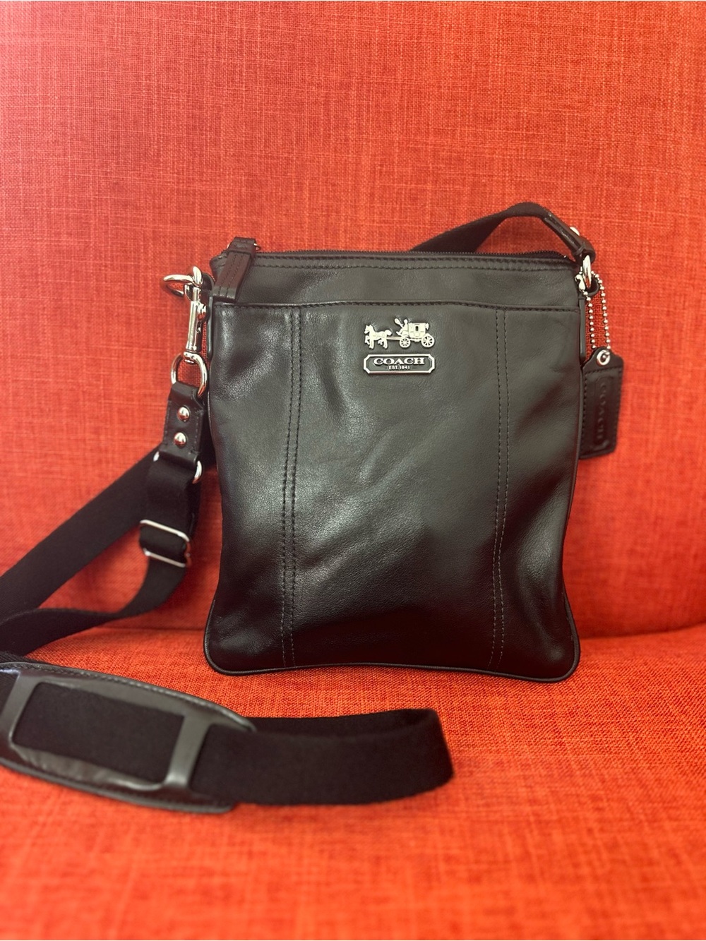 Black Crossbody File Bag Purse Purple Lining